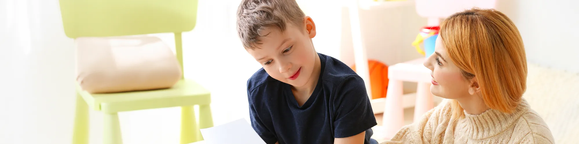 Care giver talking with a child