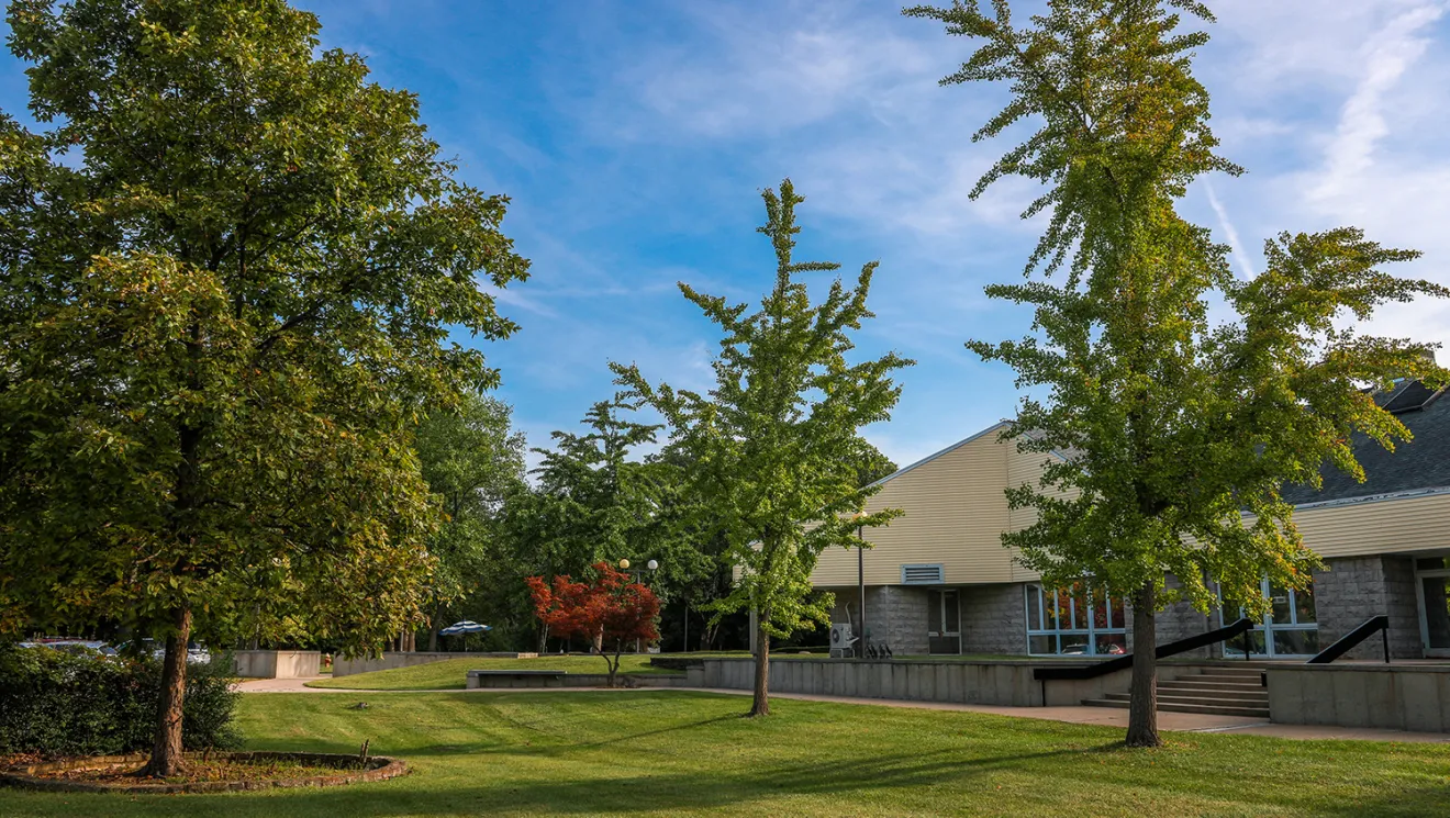 Exterior of a building on a park-like campus