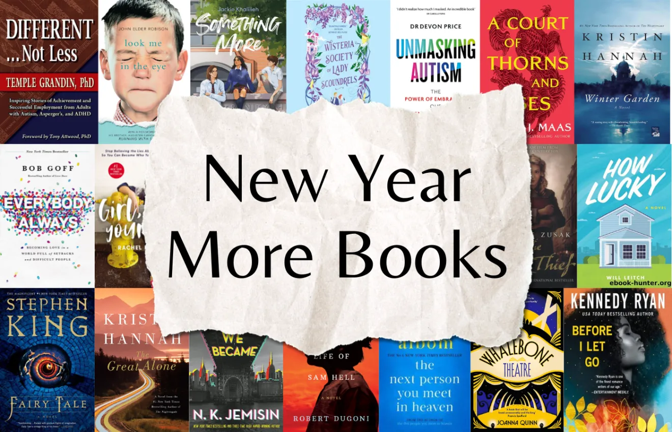 Covers of books in the background with New Year More Books