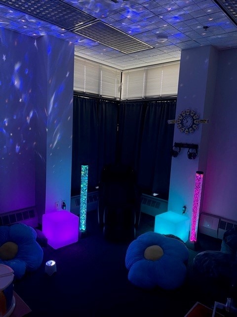 Photo of sensory room with colored lights