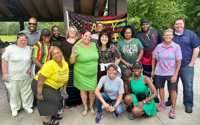 Boundless staff and persons-served gather for a Juneteenth celebration in 2025